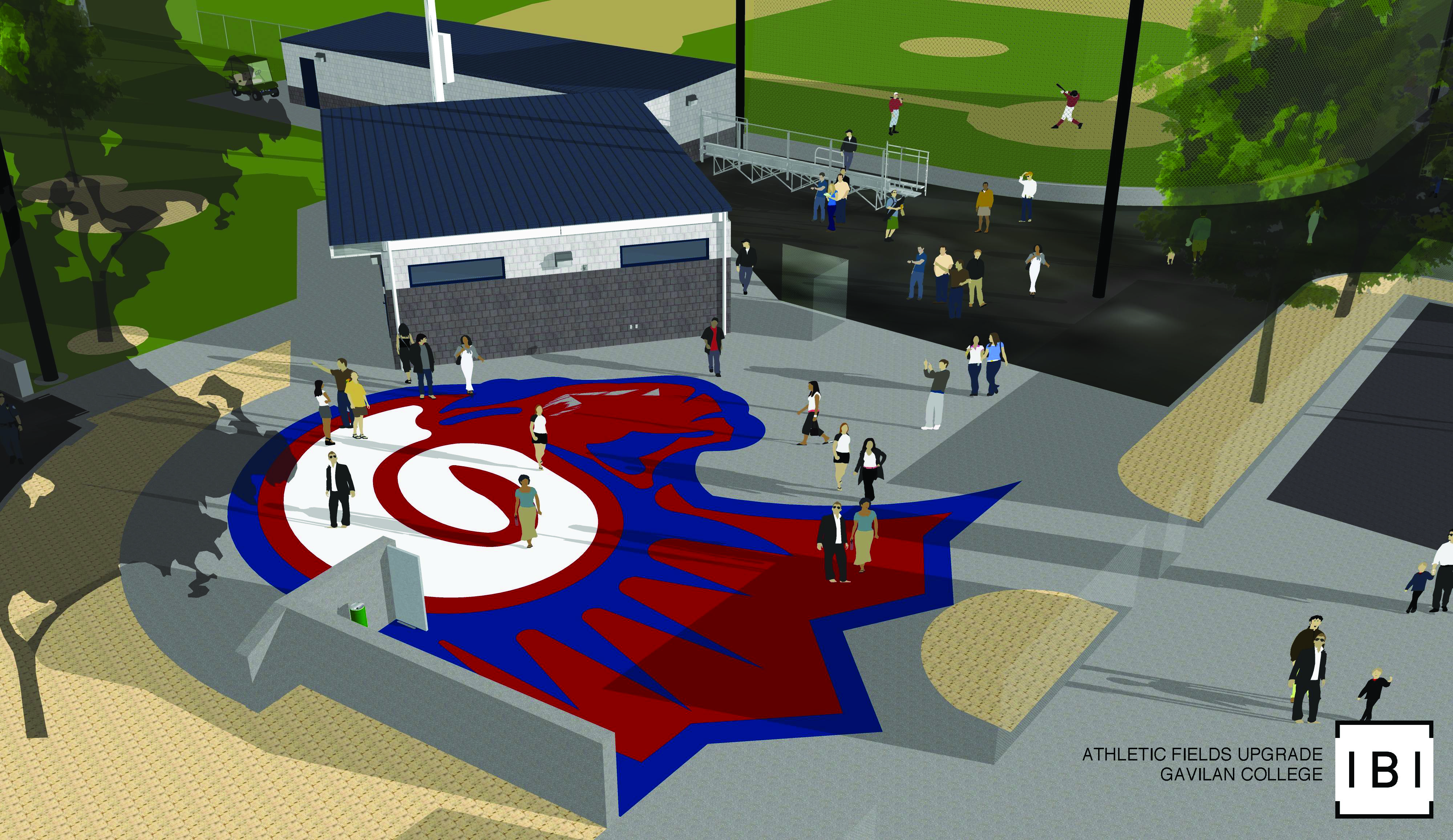 drawing of athletics plaza